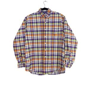 Cinch Mens  Medium Plaid Purple & Orange Button Down Long Sleeve Western Cowboy